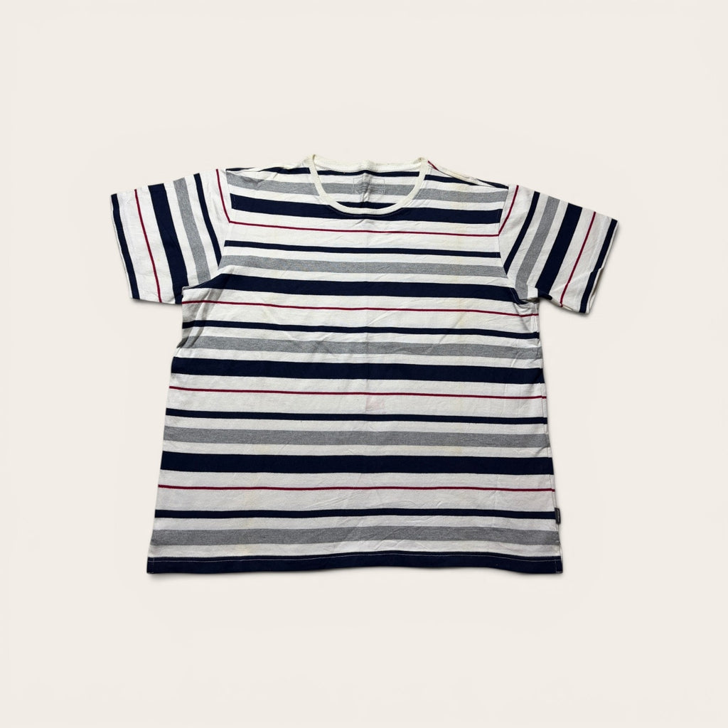 Blue and Red Striped Casual Tee