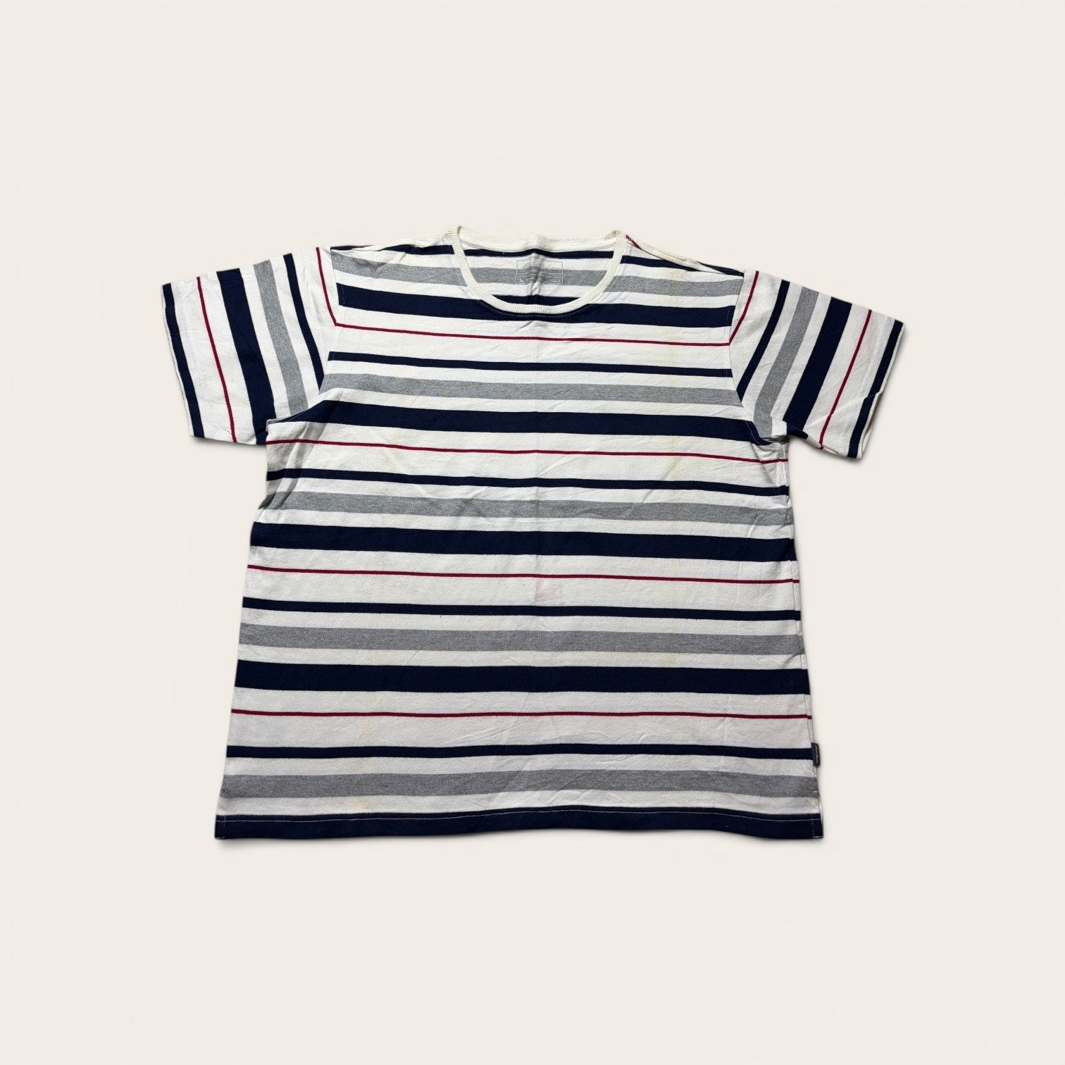 Blue and Red Striped Casual Tee