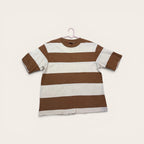 Uniqlo White and Brown Striped Casual Tee