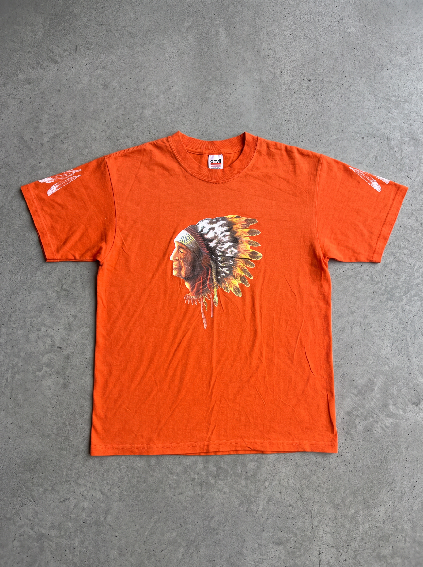Anvil Native American Chief Graphic Orange Tee