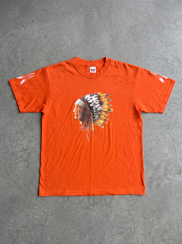 Anvil Native American Chief Graphic Orange Tee