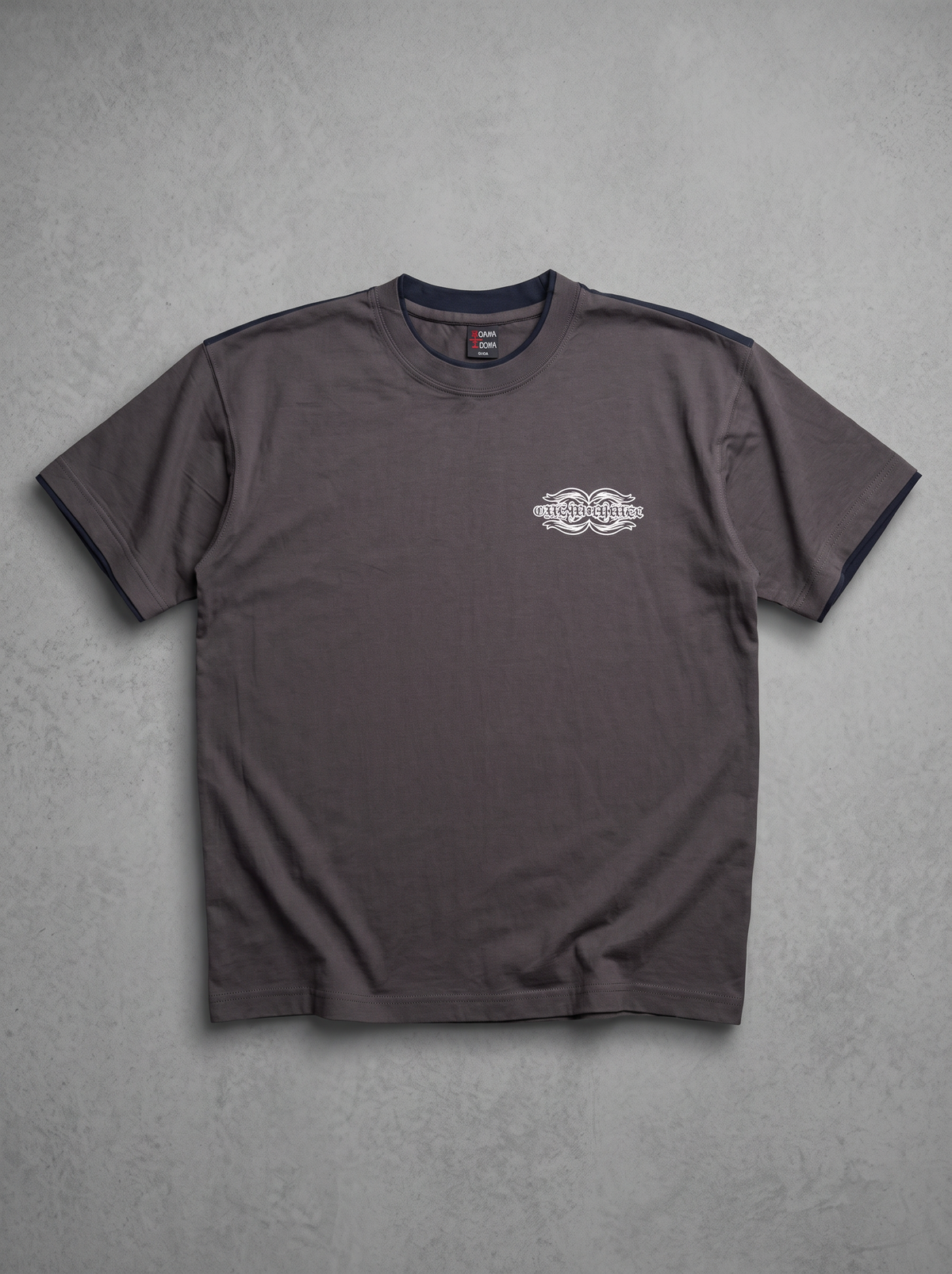 Oqawa Dowa Cyber Tribal Graphic Charcoal Tee