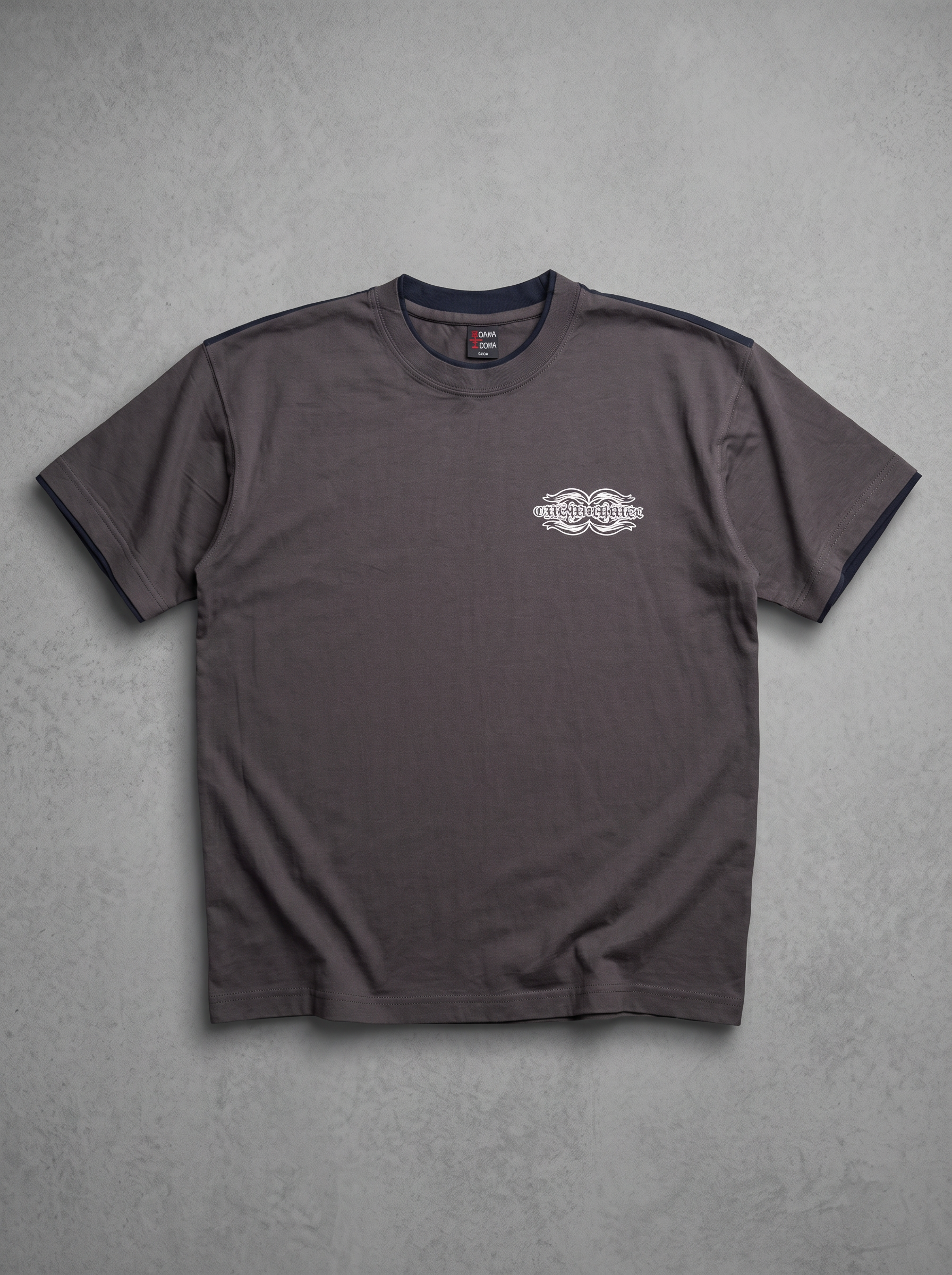 Oqawa Dowa Cyber Tribal Graphic Charcoal Tee