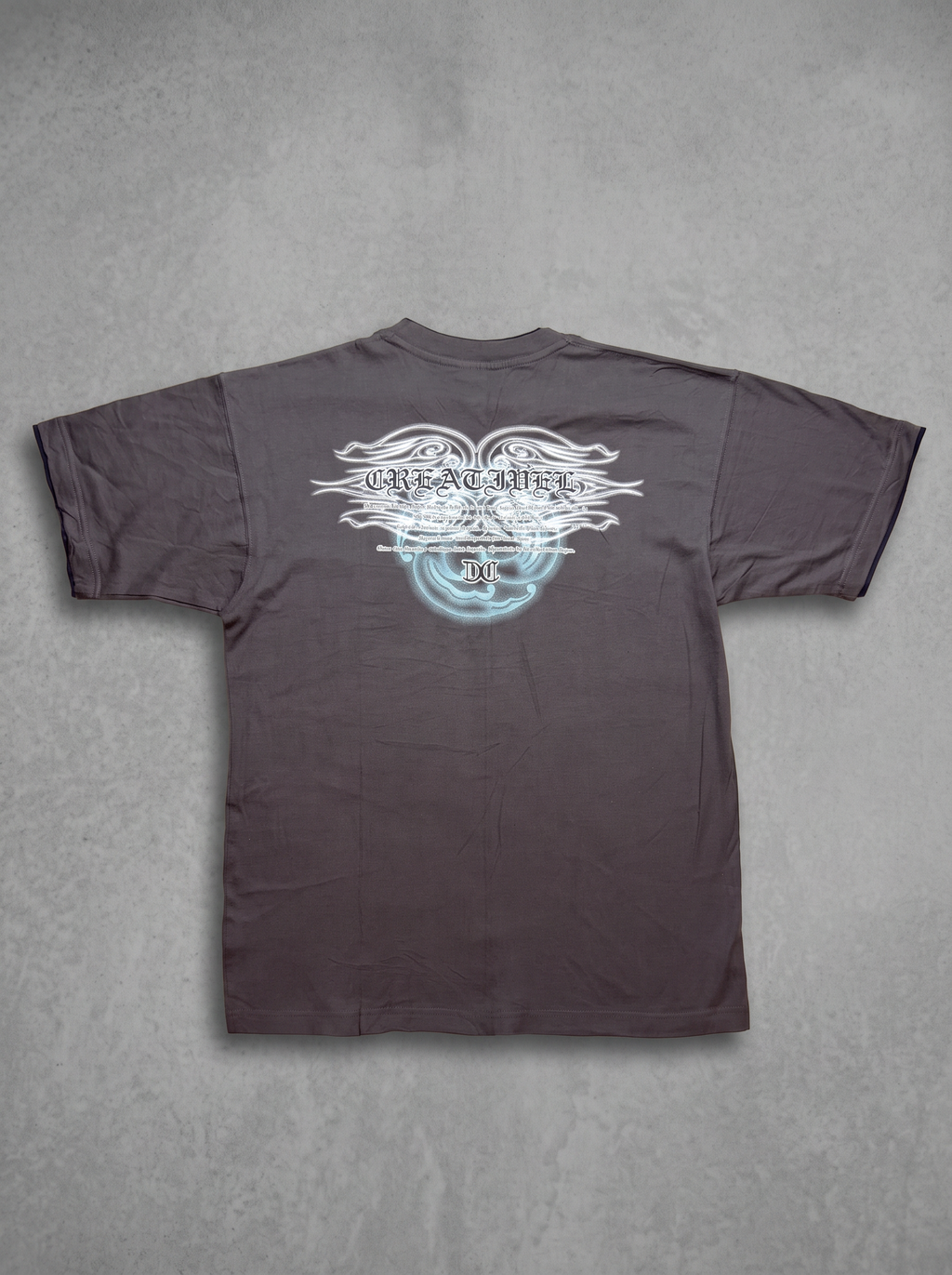 Oqawa Dowa Cyber Tribal Graphic Charcoal Tee