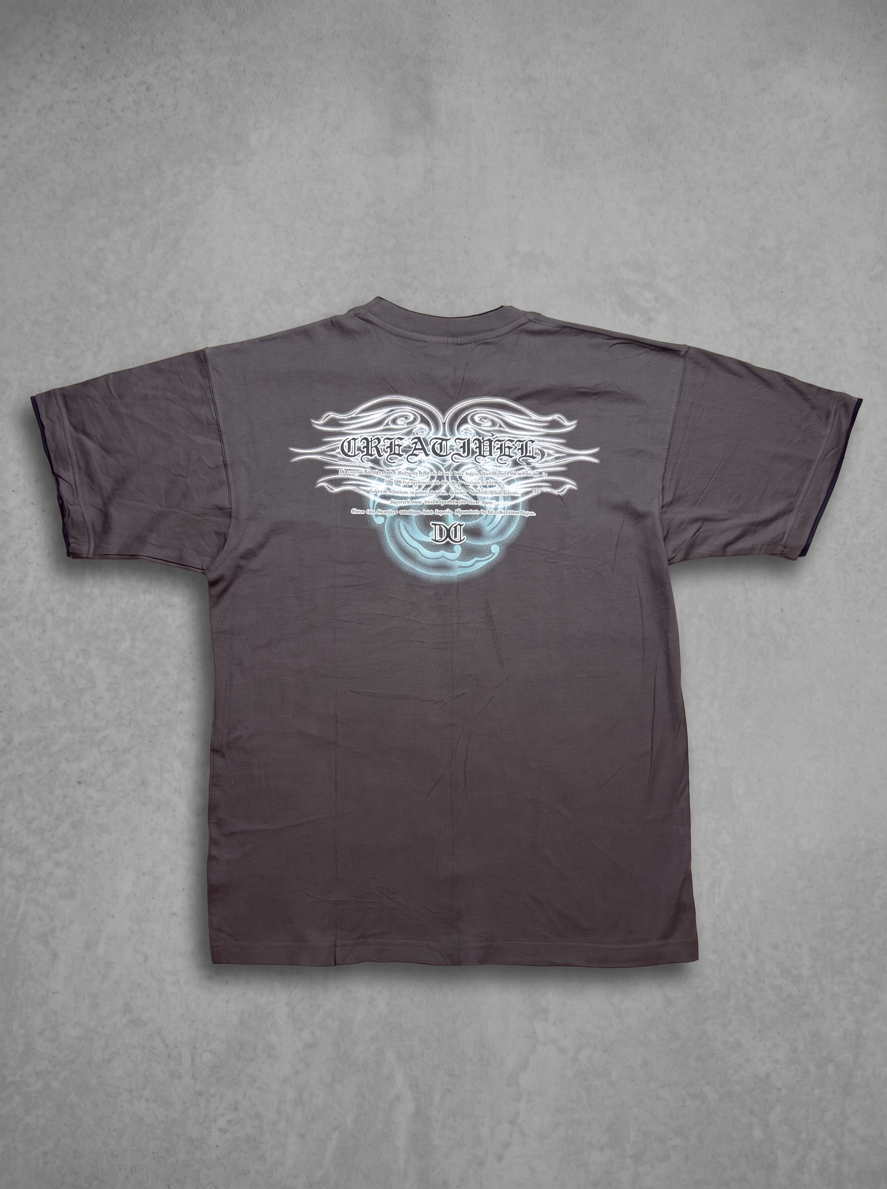 Oqawa Dowa Cyber Tribal Graphic Charcoal Tee