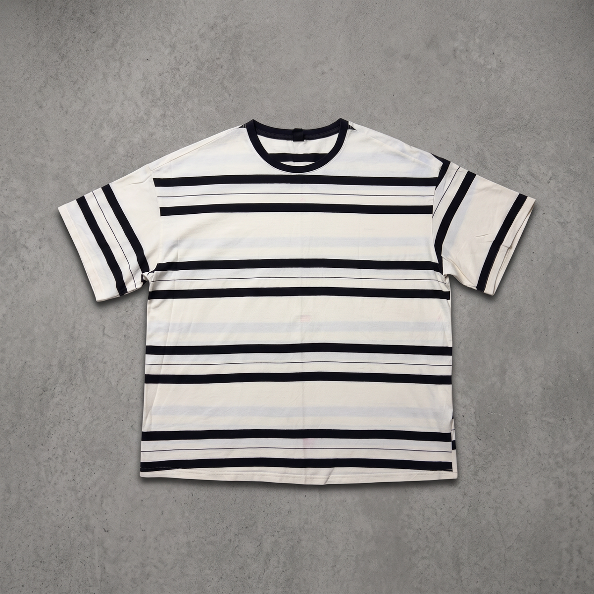 Black and White Striped Crewneck Tee