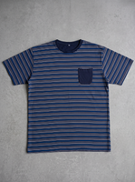 Vintage Blue Multi-Stripe Pocket Tee