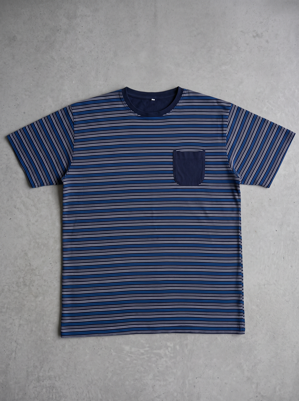Vintage Blue Multi-Stripe Pocket Tee