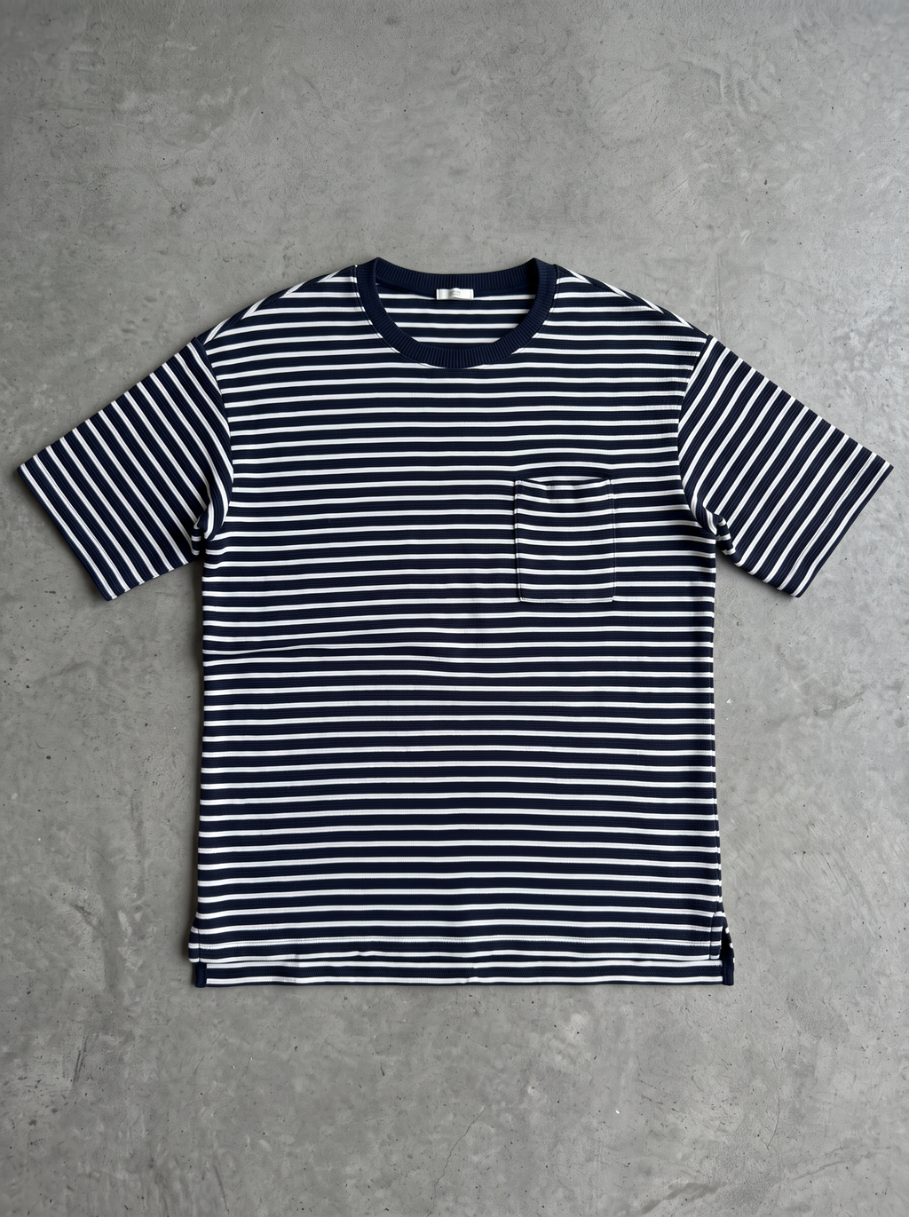 Vintage Black and White Striped Pocket Tee