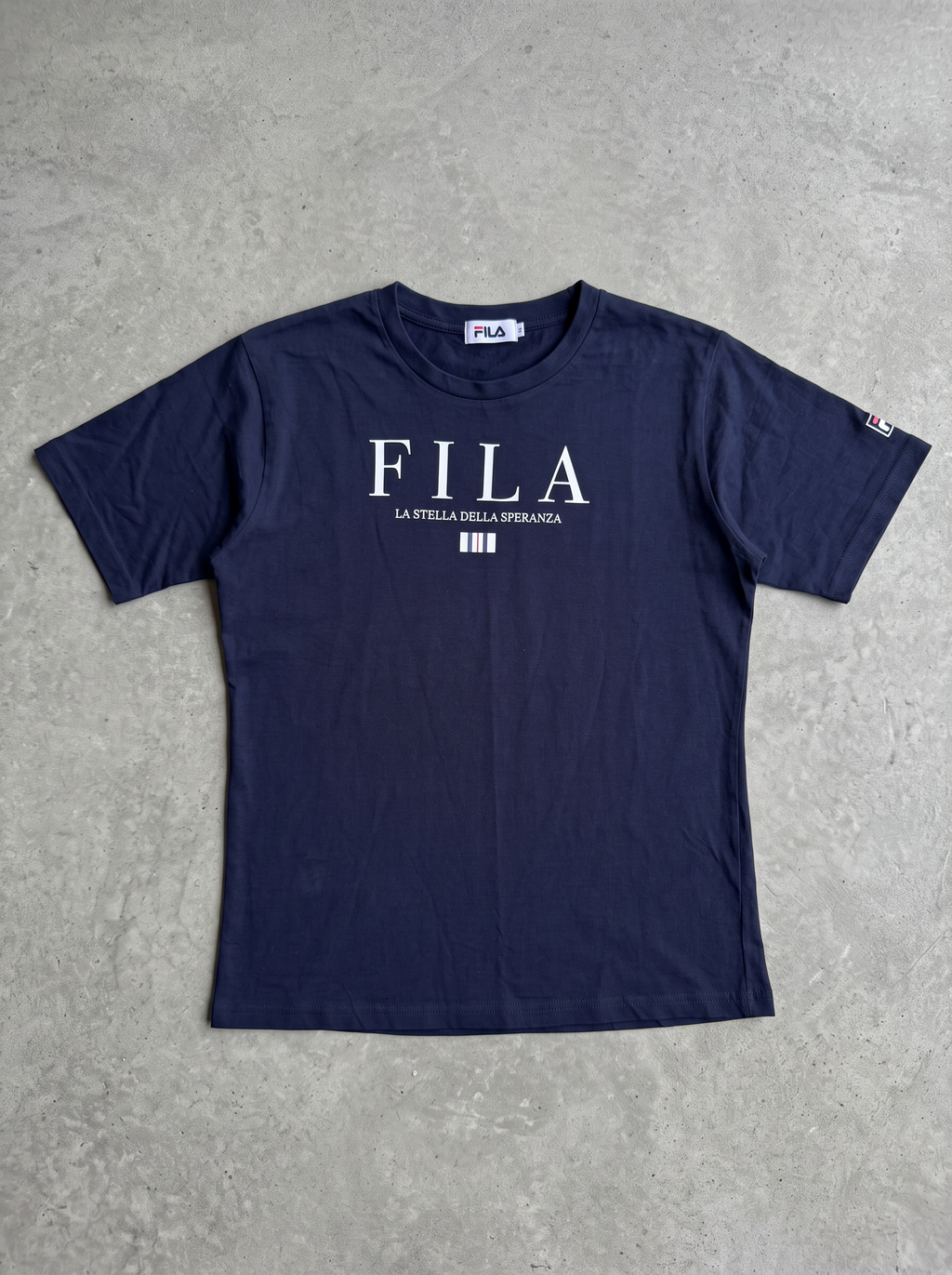 Fila Navy Serif Logo Graphic Tee
