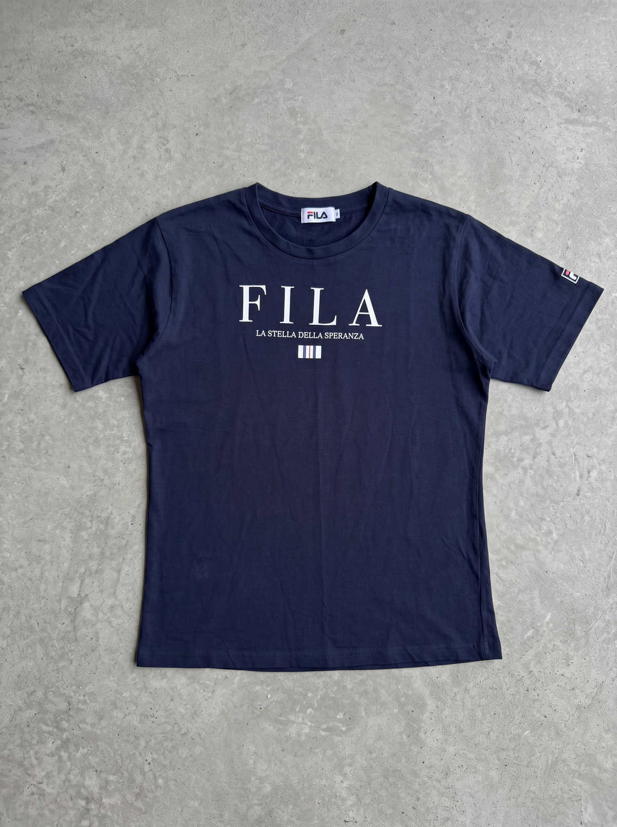 Fila Navy Serif Logo Graphic Tee