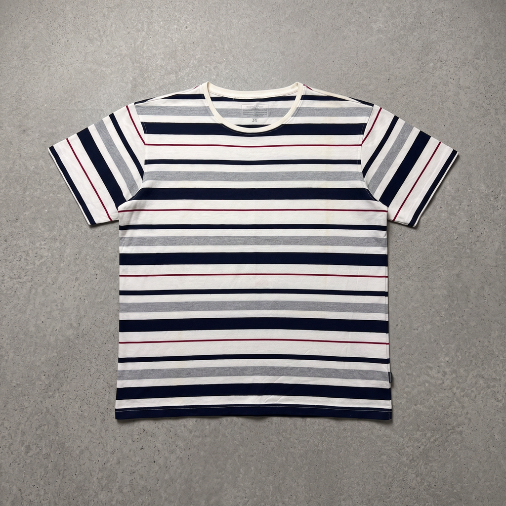 Blue and Red Striped Casual Tee