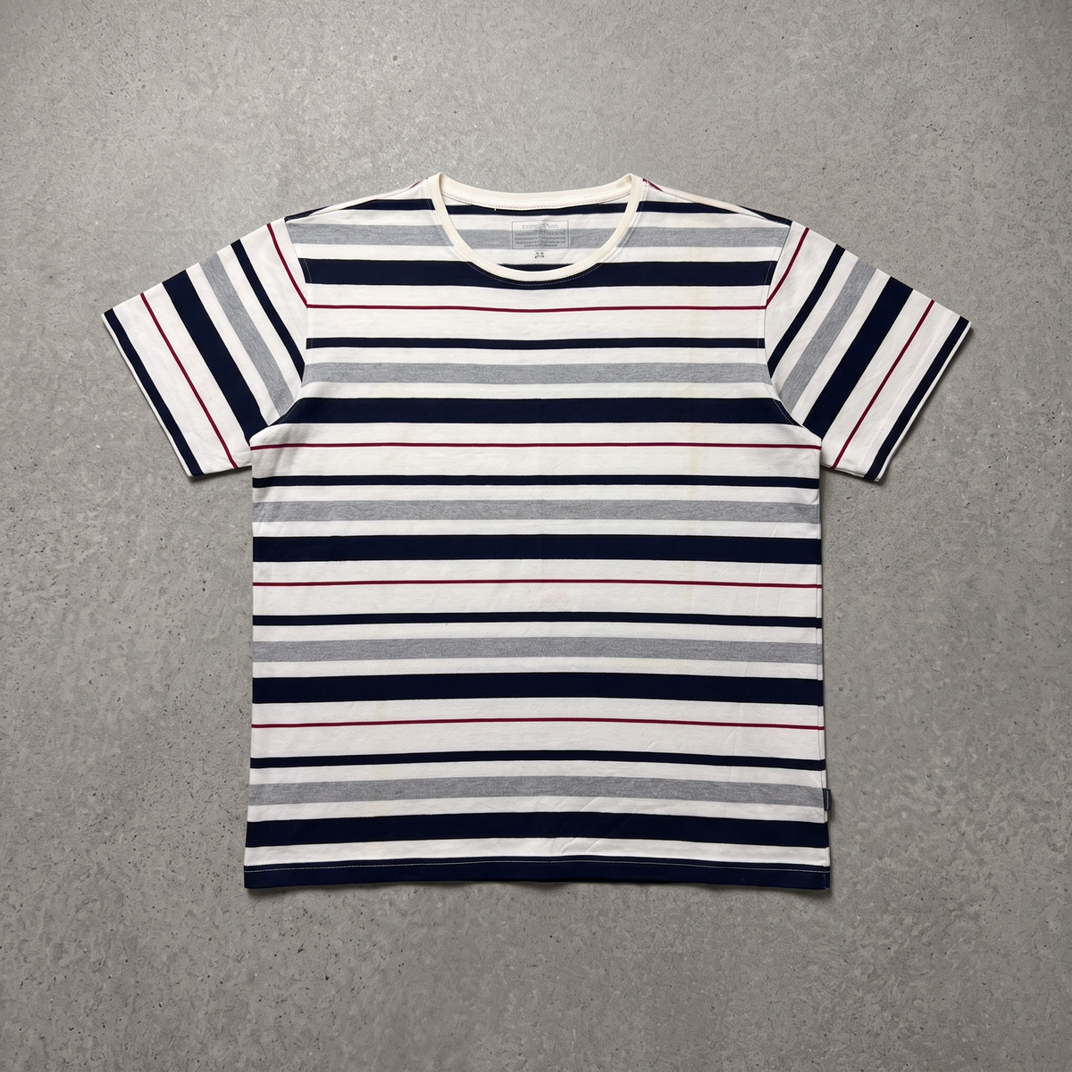 Blue and Red Striped Casual Tee