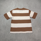 Uniqlo White and Brown Striped Casual Tee