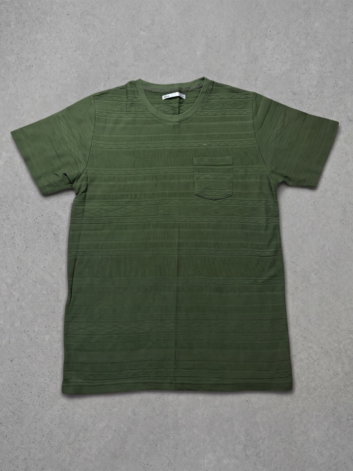 Olive Green Textured Pocket Tee