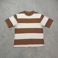Uniqlo White and Brown Striped Casual Tee