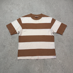 Uniqlo White and Brown Striped Casual Tee